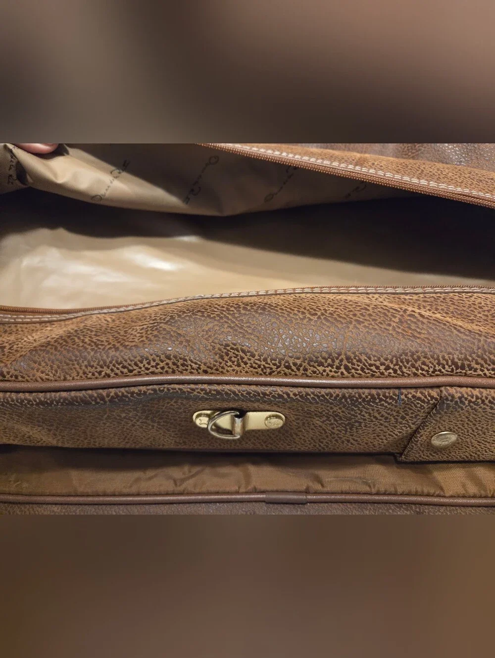 Vintage Oscar De La Renta Leather Folding Garment Bag / Suit Travel Bag